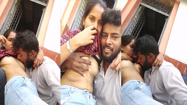 Boyfriend Sucking Lovers Boobs Outdoor Video